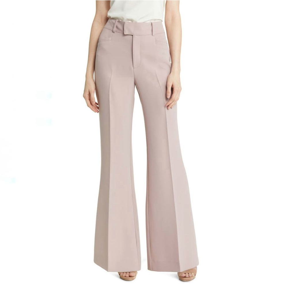 Paige Karolyna High Waist Wide Leg Crepe Trousers Fawn mauve pink women's sz 10
